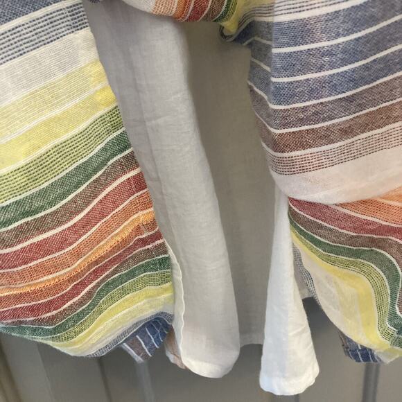 THML Rainbow Stripe Tassel Midi Dress Sz XS 100% Cotton Summer Beach Casual Boho - Picture 9 of 13